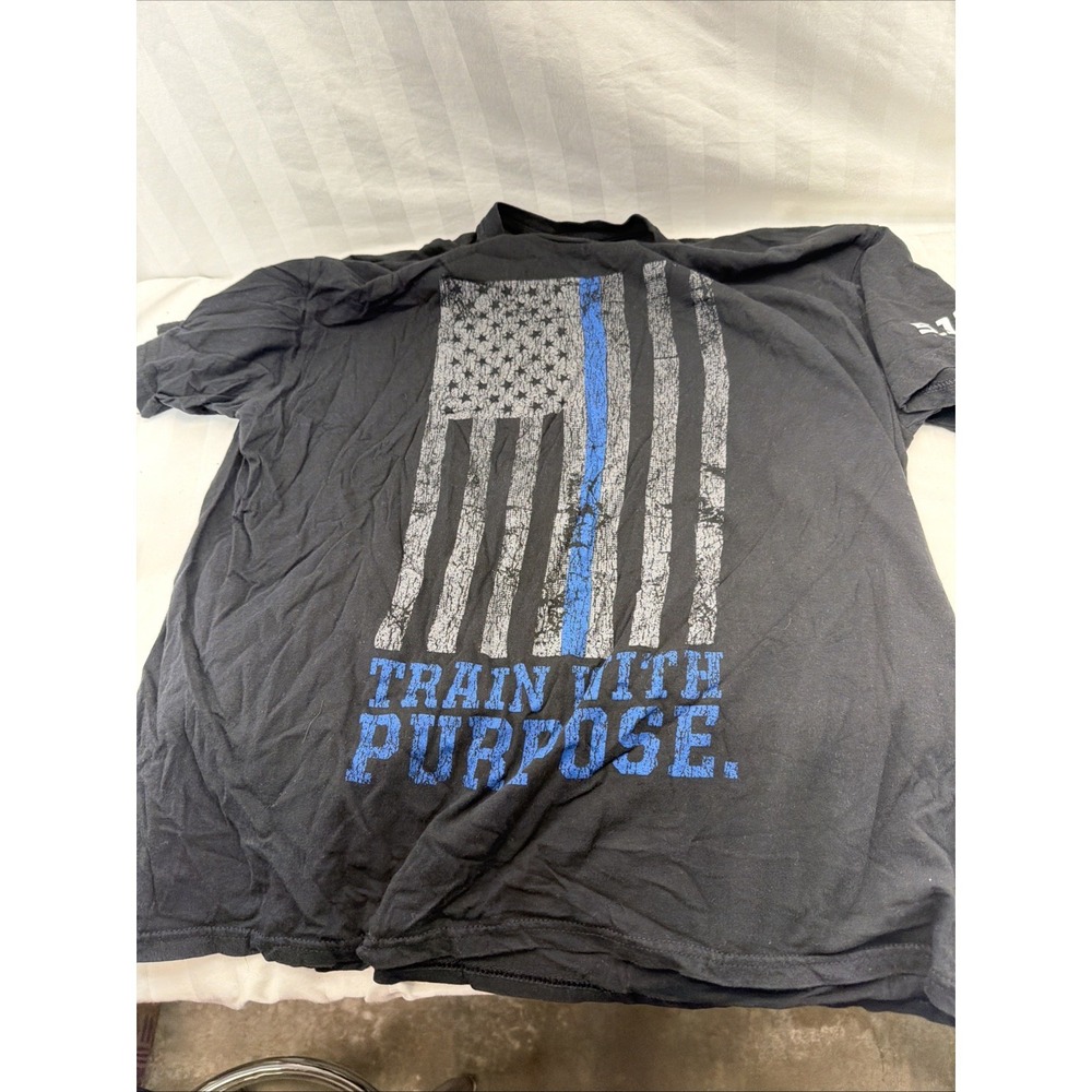 5.11 Tactical Shirt Mens Large Black Train With Purpose Thin Blue Line Tee Xl